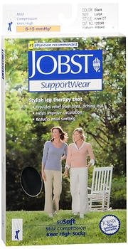 JOBST SOSOFT KNEE 8-15 RIBBED CLOSED TOE BLACK LG