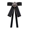 thumbnail image 4 of Broche de cinta de lazo Broche Decoración de corbata del cuello para mujeres Pon elegante Pin de la camisa Bownot Camiseta para blusa de uniforme Negro, 4 of 8