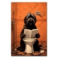 thumbnail image 2 of Black Russian Terrier Gift Wall Art, Cute Dog Sitting on The Toilet Reading a Newspaper Bathroom Poster for Dog Lover, Humor Animals Bathroom Canvas Prints, Bathroom Wall Decor, 2 of 5