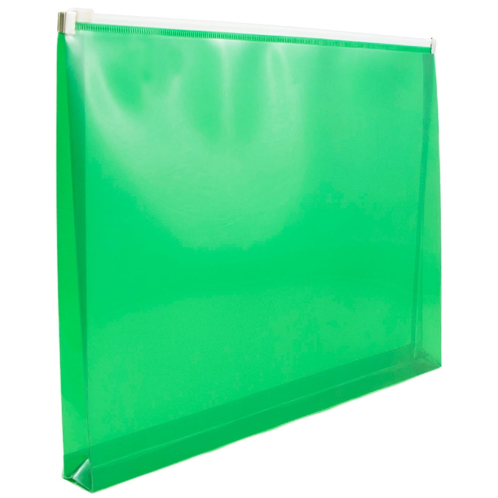 JAM Paper Plastic Envelopes with Zip Closure, Letter Booklet, 9 3/4 x 13, Green, 3/Pack