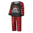 thumbnail image 4 of Family Matching Christmas Pajamas Set Santa Hat Printed Long-sleeved Tops Plaid Pants Sleepwear Pjs, 4 of 8