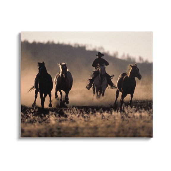 Stupell Industries Southwestern Cowboy at Sunset Animals & Insects Photography Gallery Wrapped Canvas Art Print Wall Art, 20 x 16
