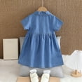 thumbnail image 5 of Cethrio Kids Girls Denim Dresses, Short Sleeve A-Line Casual Summer Dresses Jean Dresses es Blue Size 3-4T, 5 of 5