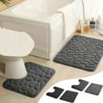 thumbnail image 1 of Absorbent Bathroom Toilet Mat Set 2 Piece Modern Non-Slip Polyester Floor Mats Printed Gray & Black Design Quick Dry 60x40cm & 40x50cm Versatile Decor, 1 of 6