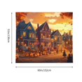 thumbnail image 4 of Halloween Tapestry Halloween Decor, Halloween Street Party C Wall Tapestry Aesthetic, Halloween Decorations Tapestry Wall Hanging for Bedroom, Livingroom - 60x51in, 4 of 6