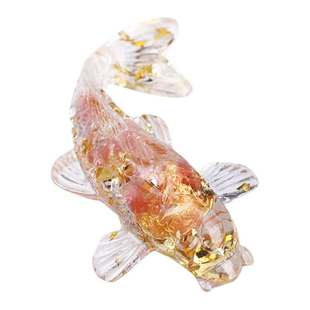Adorno de resina en forma de pez - Grava de cristal natural, decorativo para oficina/coche/fiesta/tarta, pequeña idea de regalo