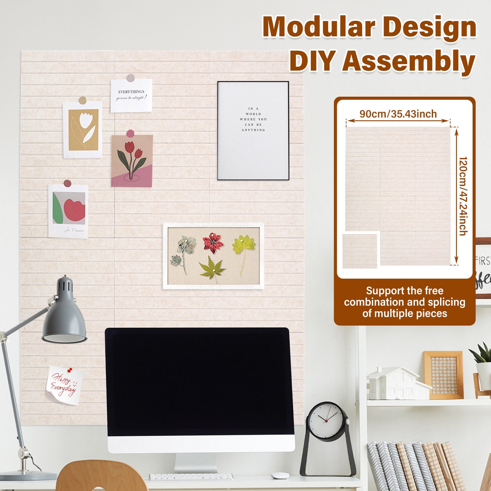 Large Cork Board Alternative Decorative Felt Bulletin Board with 50 Pcs Nails for Home Office Bedroom 12 Pack Felt Wall Tile
