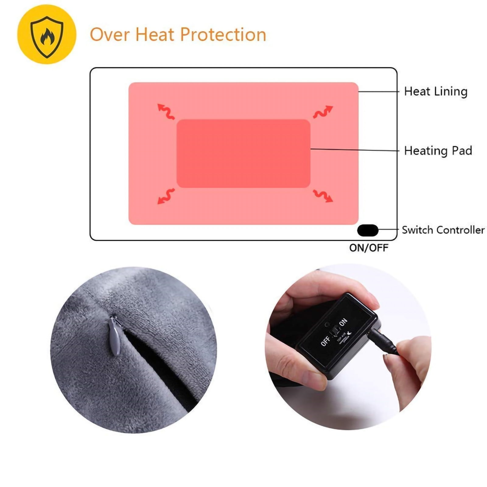 hengsof Heated Blanket Battery Operated,with Battery Pack,Cordless USB Heated Shawl,Outdoor Portable Electric Blanket,USB Heated Throw 3 Heating Levels,Softnees Heating Blanket