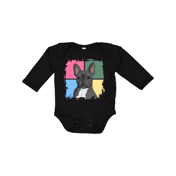 Inktastic Blue French Bull Dog Boys or Girls Long Sleeve Baby Bodysuit