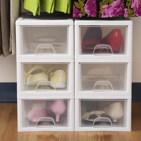 Sterilite - Small Box Modular Stacking Storage Drawer Container Closet (6 Pack)