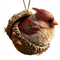 Beautynvta Forest Animal Christmas Ornaments, 3.15'' 3D Cute Sleeping Animal in Acorn Christmas Tree Ornament, Personalized Resin Animal Pendant, Gifts for Animals Lovers