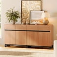 thumbnail image 4 of 63" Wooden Reeded Sideboard with Doors and Drawers, 2-In-1 Modern Credenza Storage Cabinet for Kitchen, Dining Room, 4 of 8