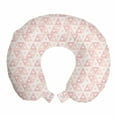 thumbnail image 1 of Geometric Travel Pillow Neck Rest, Feminine Hearts Placed into Triangles Design in Pastel Tones, Memory Foam Traveling Accessory Airplane and Car, 12", Blush Pale Salmon and White, by Ambesonne, 1 of 2