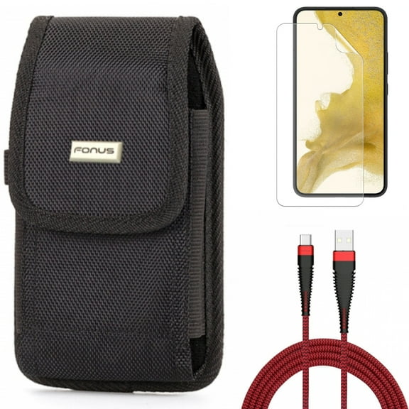 For Samsung Galaxy S21 (6.2") - Holster Swivel Case Belt Clip   Charger Cord Type-C 10ft USB Cable   Anti-Glare TPU Film Matte Screen Protector