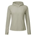 thumbnail image 4 of Hurxie Womens Athletic Jacket Hoodie Zip Up Cropped Lightweight Jackets UPF 50+ Sun Protection Long Sleeve Workout Shirt Beige,L, 4 of 7