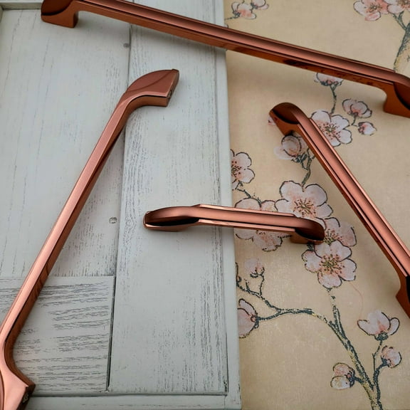Handles Pulls Cabinet Drawer Copper Finish Modern Rose Gold Handles Pulls Cabinet Drawer Dresser Furniture Knob Handle Pulls - 1 pcs, Size-5.1