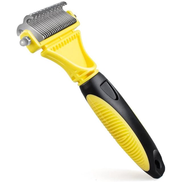 morpilot Cepillo para perros Cepillo para gatos, 12+23 Peine de acero inoxidable para mascotas Herramienta de refugio para perros de doble cara Elimina el vello no deseado y los desenredos, reduce el desprendimiento en un 99% Ormromra LL-1236