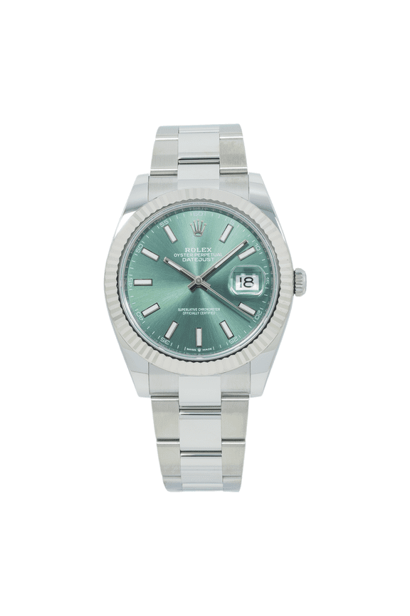 Pre-Owned Rolex Datejust 41MM 126334 Green Dial Fluted Bezel Stainless Steel Oyster Bracelet