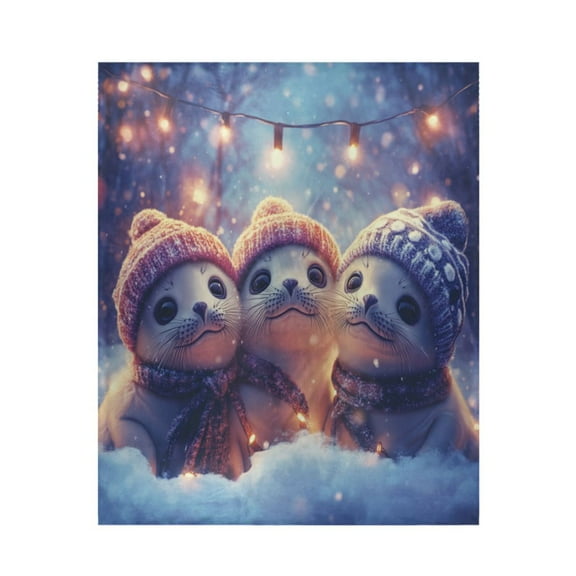 Qxltty Winter Baby Seal Soft Cozy Fluffy Blankets for Couch Sofa Chair Bed Camping Picnic Travel Lightweight Bed 50×60inch