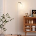 thumbnail image 5 of Floor Lamps for Living Room - Industrial Standing Lamp with Glass Shade, Modern Floor Lamp with LED Bulbs, Farmhouse Floor Lamp for Bedroom, Tall Lamp for Office - Brushed Nickel, 5 of 7