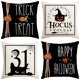 thumbnail image 1 of Juego de 4 fundas de almohada decorativas de Halloween de 18 x 18 pulgadas, diseño de granja de Happy Halloween, funda de cojín decorativa de otoño en blanco y negro para sofá de casa, 1 of 5