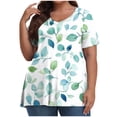 thumbnail image 1 of Pisexur Hauts pour Femmes, Hauts d'Été pour Femmes, Hauts Grande Taille pour Femmes, Hauts pour Dames Mode Été Sexy Imprimé Manches Courtes Col Rond Multicolore, 2TG, 1 of 7