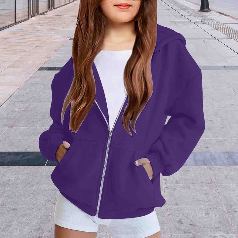 Sweat à Capuche Femme Zippé Oversize Couleur Unie Ample - Veste Sport Streetwear Y2K Grande Taille