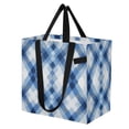 thumbnail image 2 of Blue Irregular Plaids Foldable Canvas Tote Bags Reusable Grocery Bags Laundry Bags Beach Bag 32L, 2 of 7