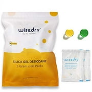 5 Gram [60 Packs] Food Grade Silica Gel Packs Rechargeable Desiccant Dehumidifiers Pouches with Color Indicating Beads Reusable Moisture Absorbers for Food Storage