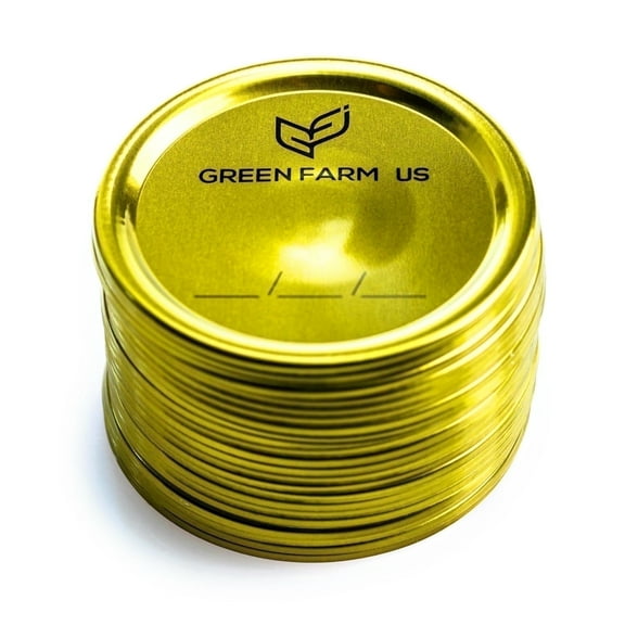 Green Farm US 72-Pack Wide Mouth Canning Jar Lids – Airtight, Leak-Proof, Food Grade Metal Lids with Silicone Seal for Mason Jars