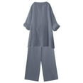 thumbnail image 4 of qolati Two Piece Sets for Women Solid 2 Piece Outfits Cotton Linen Oversized Button Down V Neck Long Sleeve Shirts High Waist Drawstring Wide Legs Pants Lounge Sets, 4 of 9