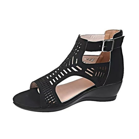 

nsendm Chunky Heels for Women Sandals Toe Ladies For Women Wedges Fashion Out Shoes Jelly Studded Sandals for Women Sandal Black 7