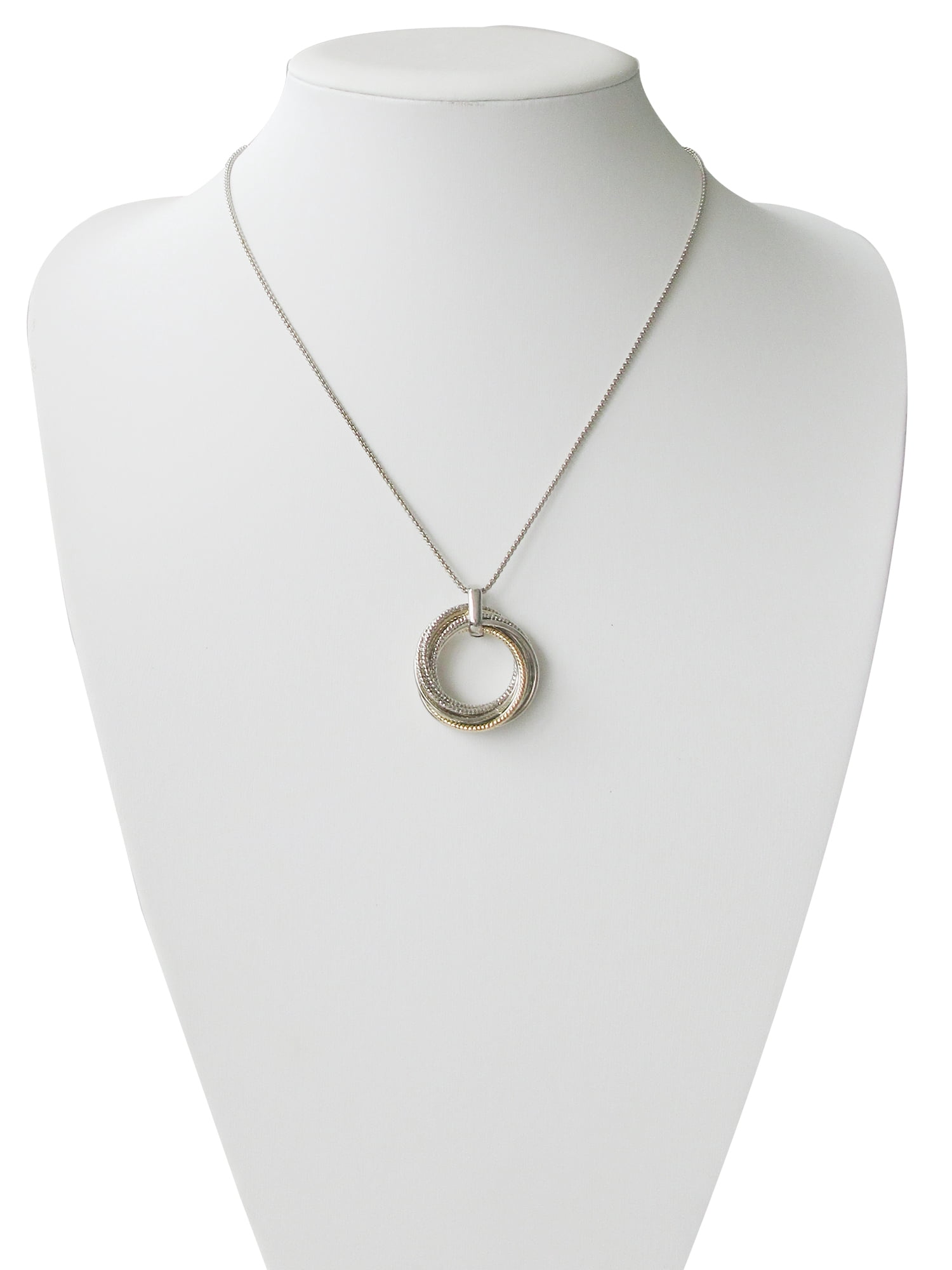 Time and Tru Women's Twisted Loops Pendant Necklace Iron/CZ