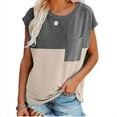 thumbnail image 1 of Nouveaux T-Shirts Décontractés Amples pour Femmes Design Assorti avec Poche Décorative Col Rond Manches Courtes Pulls, 1 of 3
