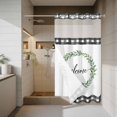 thumbnail image 4 of Welcome No Hook Shower Curtain with Snap in Liner Vintage Leaf Wreath Plant Black Plaid Border Waterproof Bathroom Shower Curtain with See Through Top Window for Bathtub 54" x 78", 4 of 9
