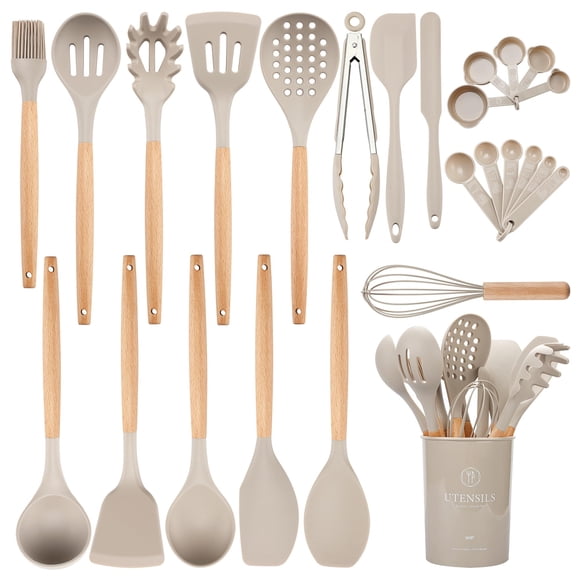 Juego de utensilios de cocina NCUE de silicona con soporte resistente al calor de 230 °C