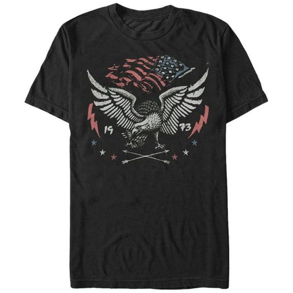 Men's Lost Gods Fourth of July American Flag Eagle 1973 Graphic Tee Black 2X Large