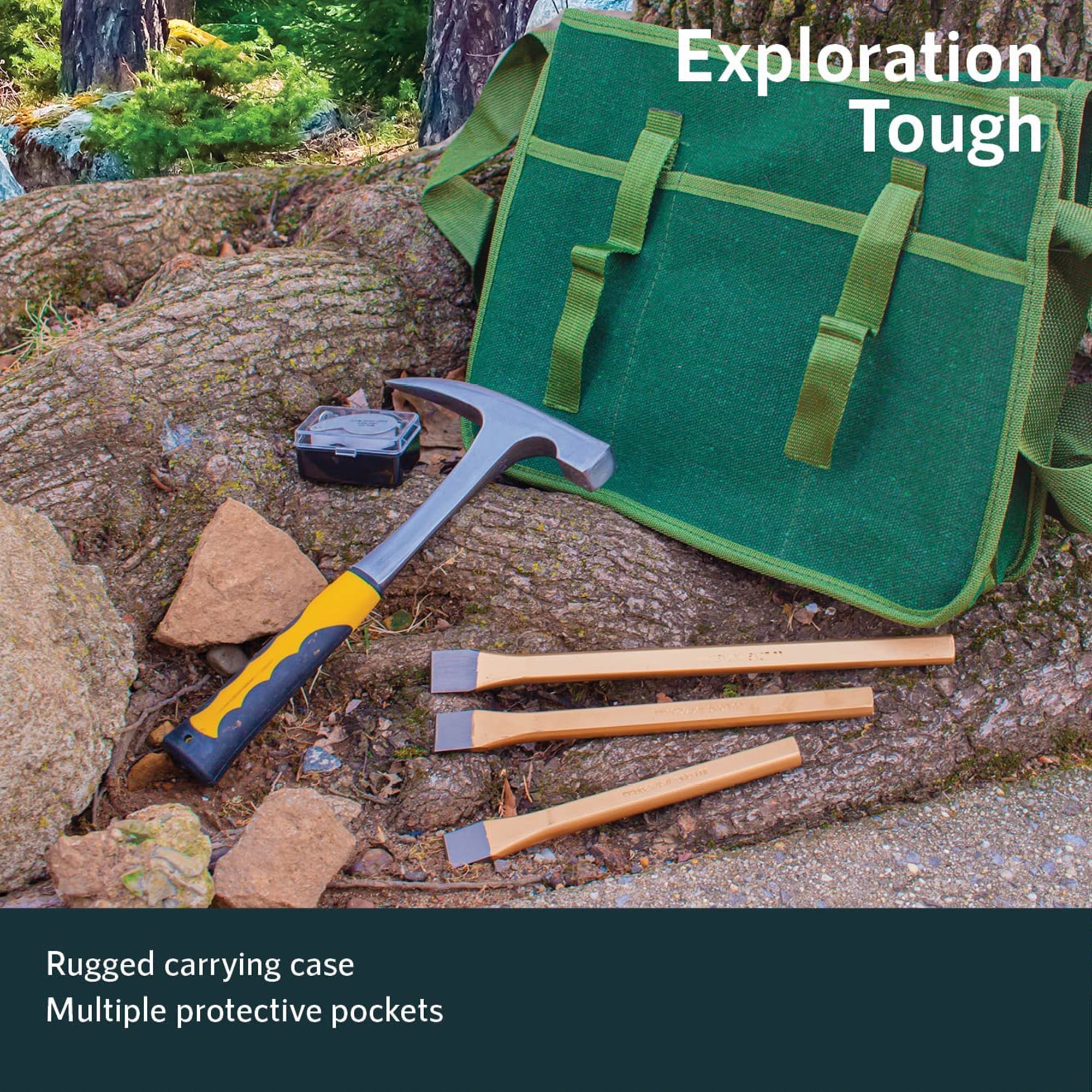 Upper Midland Products Rock Pick Hammer & Chisel Set with Musette Tool Bag