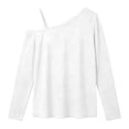 thumbnail image 4 of biudgviw Girls off the Shoulder Top Casual Long Sleeve T-Shirts Kids Loose Comfy Basic Tees Cute Clothes for Teens(White,14-15 Years), 4 of 7