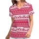 thumbnail image 1 of Blusas Navideñas Para Mujer Moda Con Cuello en V Casual Manga Corta Bolsillos Estampados Blusa Para Mujer Odeerbi ODB206094, 1 of 5