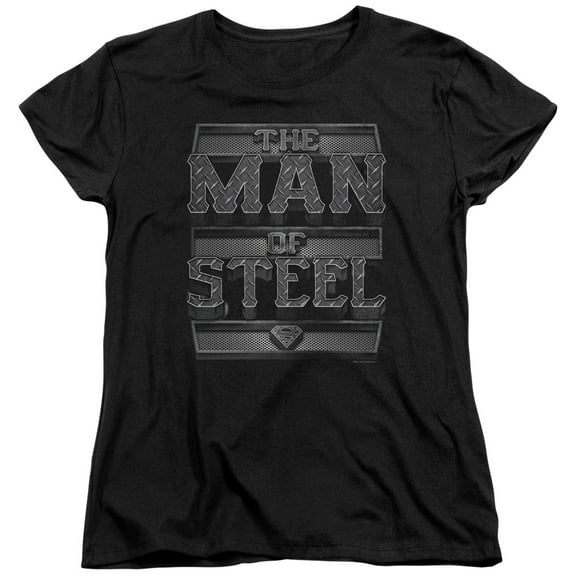 Superman Steel Text Women's T-Shirt Black