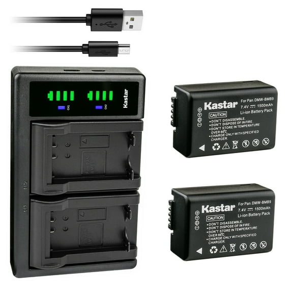 Kastar 2-Pack Battery and LTD2 USB Charger Compatible with Panasonic DMW-BMB9, DMW-BMB9E, DMW-BMB9PP Battery, Panasonic DE-A83 DE-A83B DE-A83BA, DE-A84 DE-A84B Charger