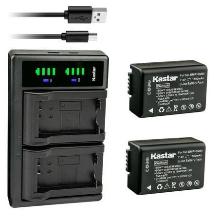 Kastar 2-Pack DMW-BMB9 Battery and LTD2 USB Charger Compatible with Panasonic Lumix DMC-FZ40 Lumix DMC-FZ45 Lumix DMC-FZ47 Lumix DMC-FZ48 Lumix DMC-FZ60 Lumix DMC-FZ62 Camera