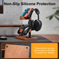 thumbnail image 3 of HUMANCOZY Solid Wood Controller Holder and Headphone Stand, Gaming Controller Stand for Desk, Dual Controller Organizer Rack, Fit, 3 of 9
