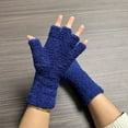 thumbnail image 3 of harmtty Winter Gloves Unisex Half-finger Thermal Gloves Soft Fleece Elastic Wrist Anti-slip Windproof Extended Wrist Ideal for Winter Weather Writing Typing 1 Blue, 3 of 8