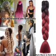 thumbnail image 2 of Benehair Jumbo Braiding Hair Synthetic Salon Crochet Braids Ombre for Twist Hair Extensions 24"/300g 3 Packs Dark Black to Dark Red, 2 of 8