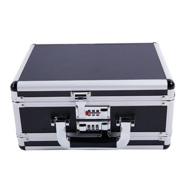 Veryke Small Safe Box, Aluminum Locking Gun Case, Pistol Hand Gun Lock Box, Hard Storage Carry Case - Silver
