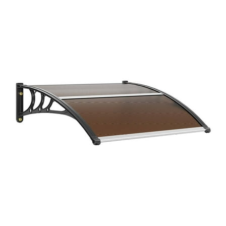 Wqmh 38" x 40" UPF 50  Polycarbonate Window Door Awning Canopy, Modern Style, Brown Board & Black Bracket, Front Door Overhang Awning