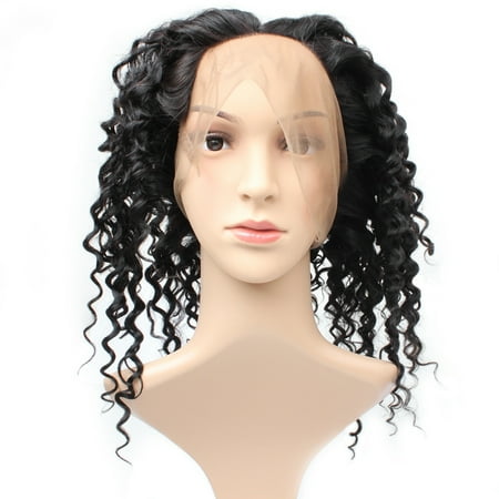 Weave Lace - Allove Brazilian Virgin Hair Deep wave 360 Frontal Lace Closure Free Part, 14