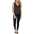 thumbnail image 2 of Camisetas sin Mangas con Cuello en V y Botones para Mujer, Camisas básicas Informales sin Mangas de Verano, camisola Delantera con Tiras, Gris-M-Gris-M brillar Electrónica, 2 of 4